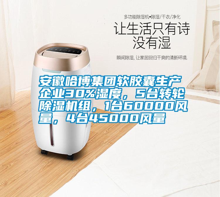 安徽哈博集團軟膠囊生產企業30%濕度，5臺轉輪除濕機組，1臺60000風量，4臺45000風量