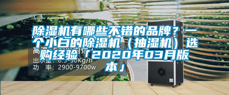 除濕機有哪些不錯的品牌？一個小白的除濕機（抽濕機）選購經驗「2020年03月版本」